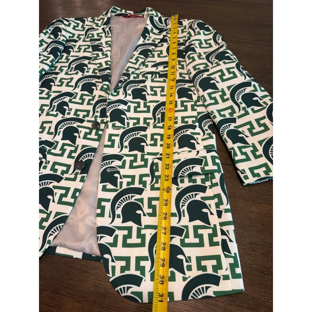 Shinesty Michigan State Spartans Blazer Mens 42 Green White Logo Suit Jacket